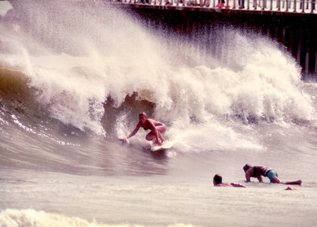 Adele Faba Barenda, ECSHOF Class of 2020, Surfing Sebastian Inlet. Photo: Courtesy Adele Faba Barenda. ESCHOF Class of 2020 - Adele Faba Berenda