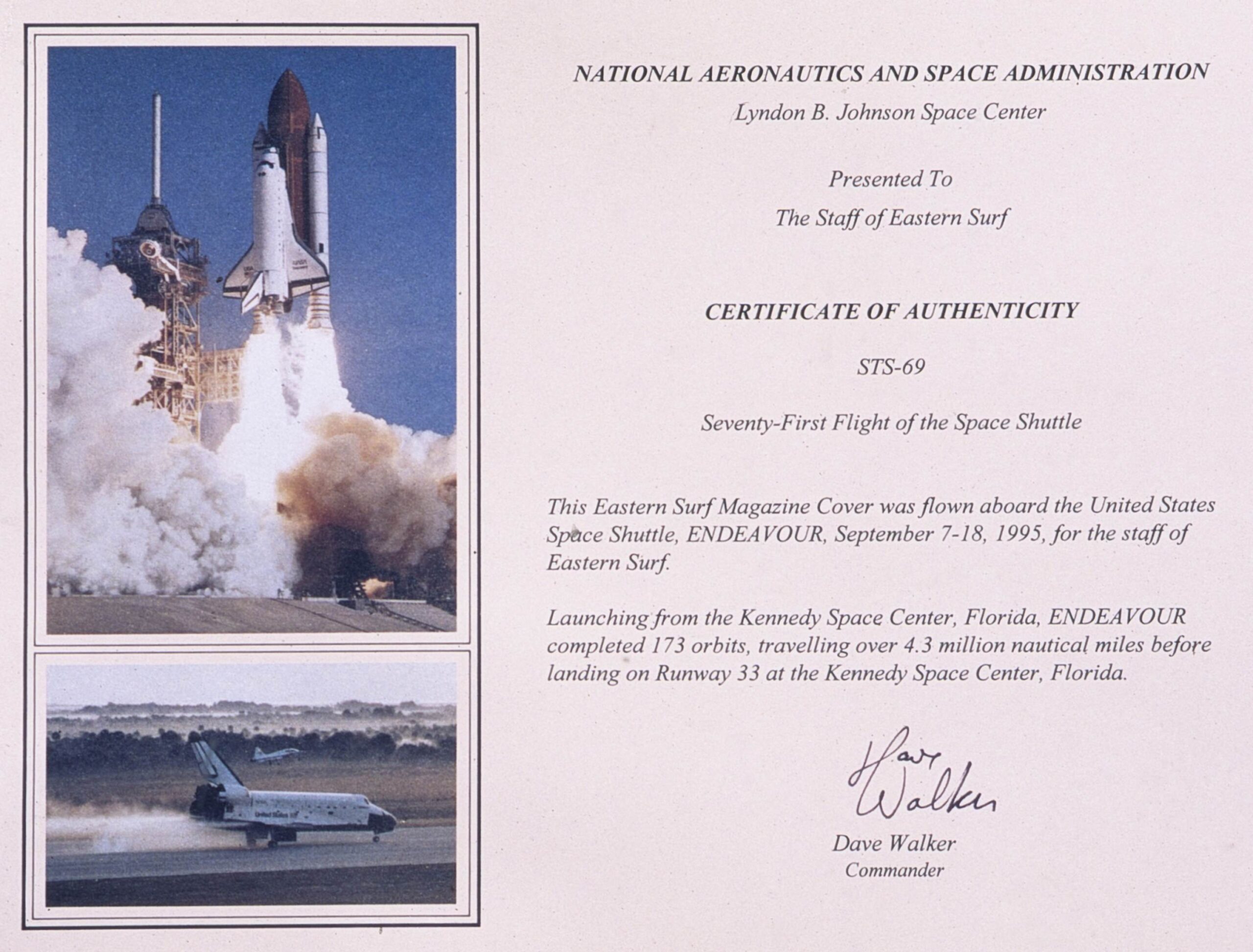 STS69-esm-space-cover-dave-walker ESCHOF Class of 2006 - Dick "Mez" Meseroll
